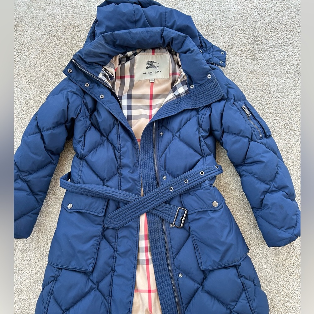 Burberry Navy Quilted Coat